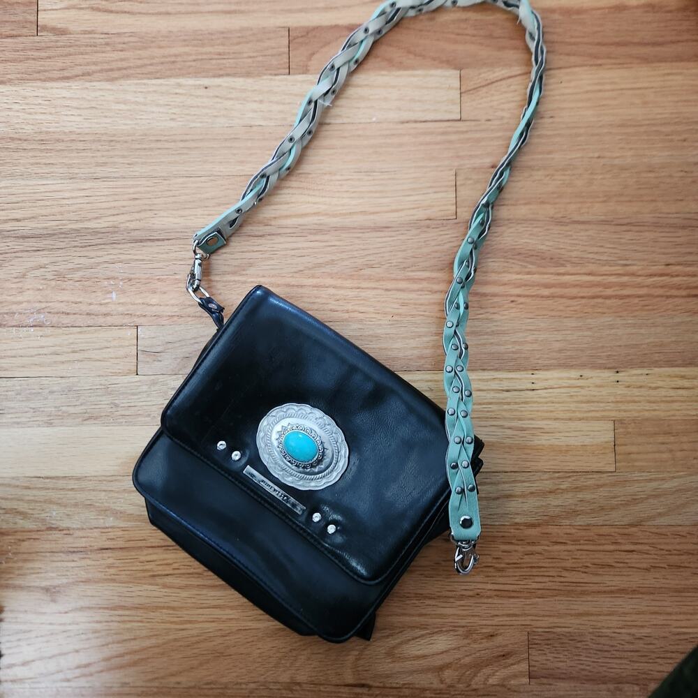 Custom Vintage Nine West Handbag Upcycled With Native American Aqua Stone‎